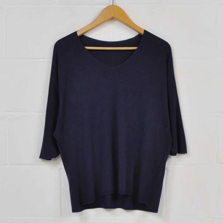 Elena - Blaue Cashmere Bluse