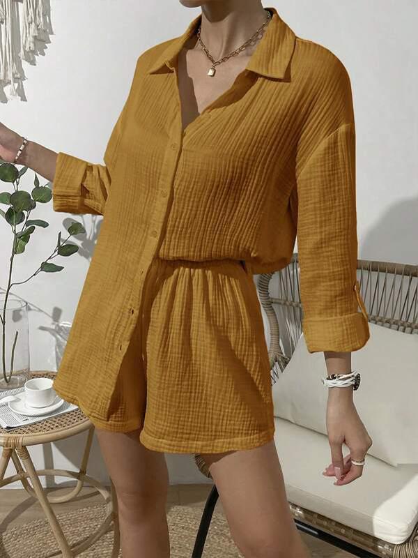 Eva - Weißes Shirt-Shorts-Ensemble