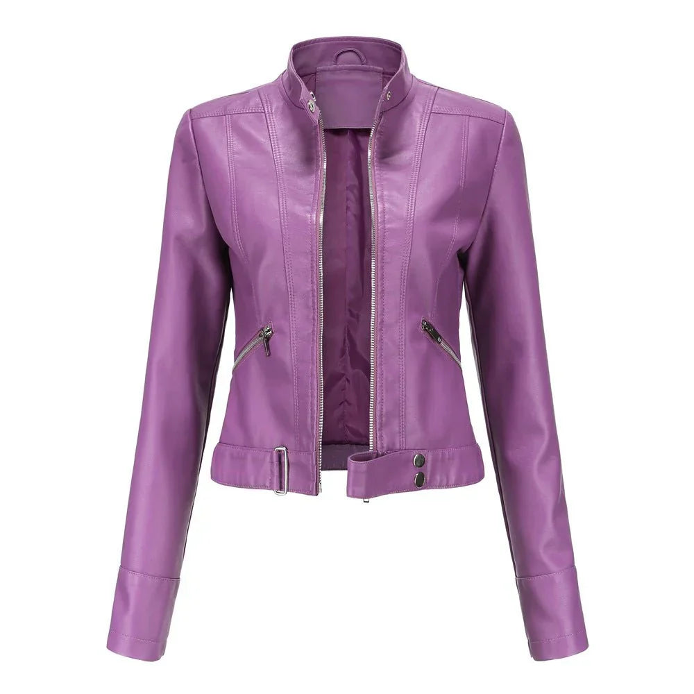 Elegante damen-bikerjacke mit taillierter passform