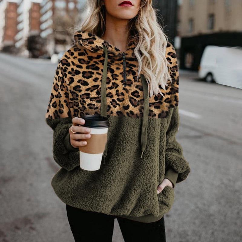 Teddy Pullover - extrem warmer und kuscheliger hoodie mit stylischem leopardenmuster für den frühling