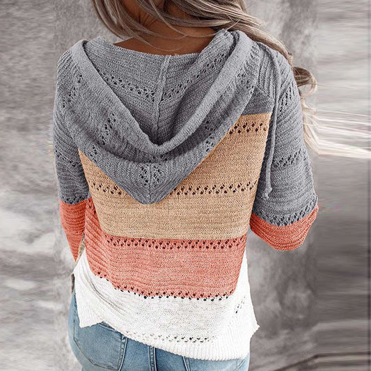 Strickpullover mit kapuze für damen – damen