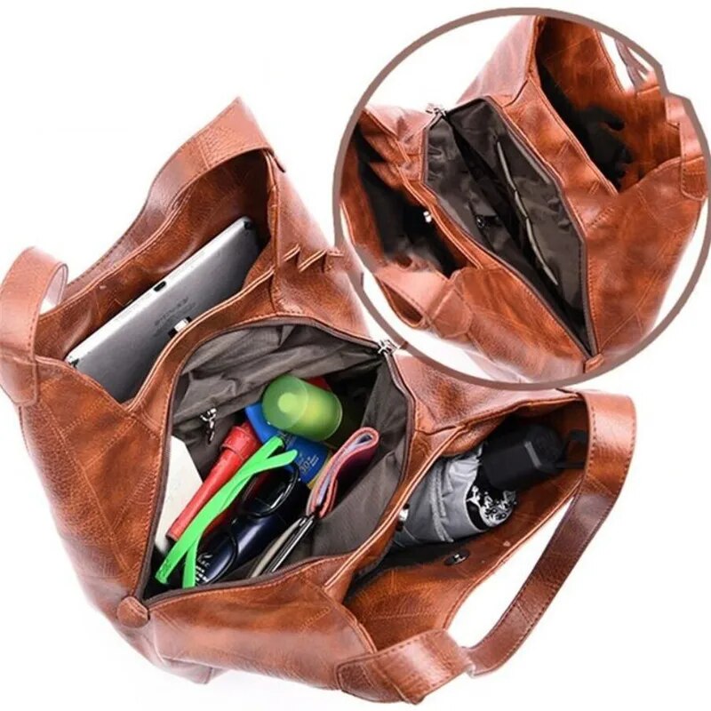 Mia - Schultertasche Braun Leder