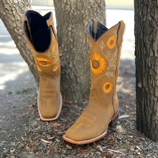 Bestickte kniehohe cowboystiefel für damen