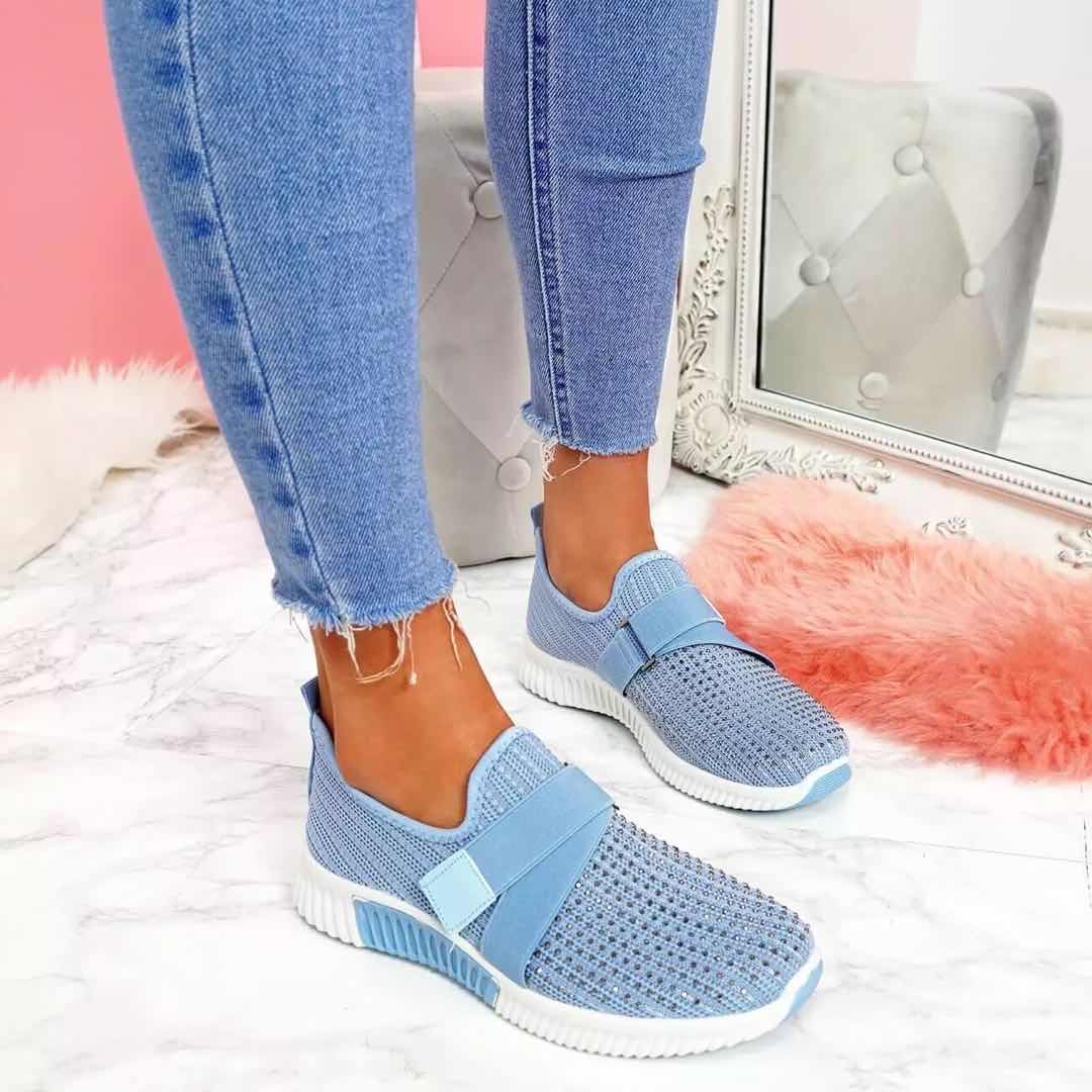 Nina - Schwarze Atmungsaktive Mesh-Slip-On-Sneaker