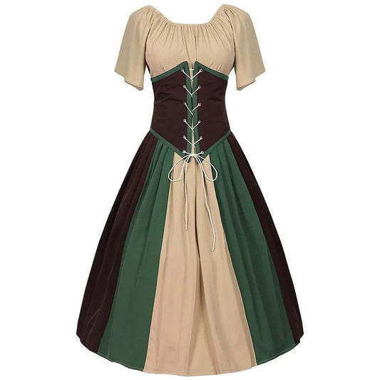 Amaris | dirndl kleid mit farbkeil-design und schnürkorsage für frauen