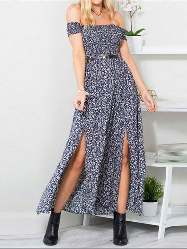 Rotes Blumen Maxi-Kleid - Julia