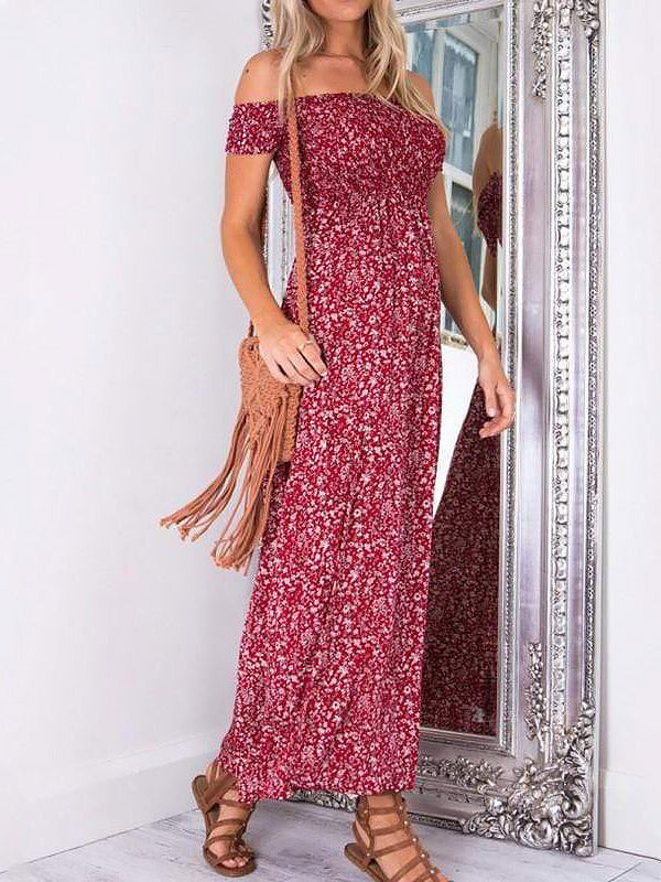 Rotes Blumen Maxi-Kleid - Julia