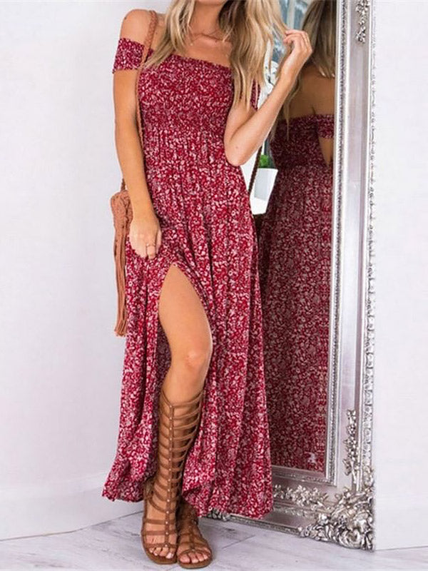 Rotes Blumen Maxi-Kleid - Julia