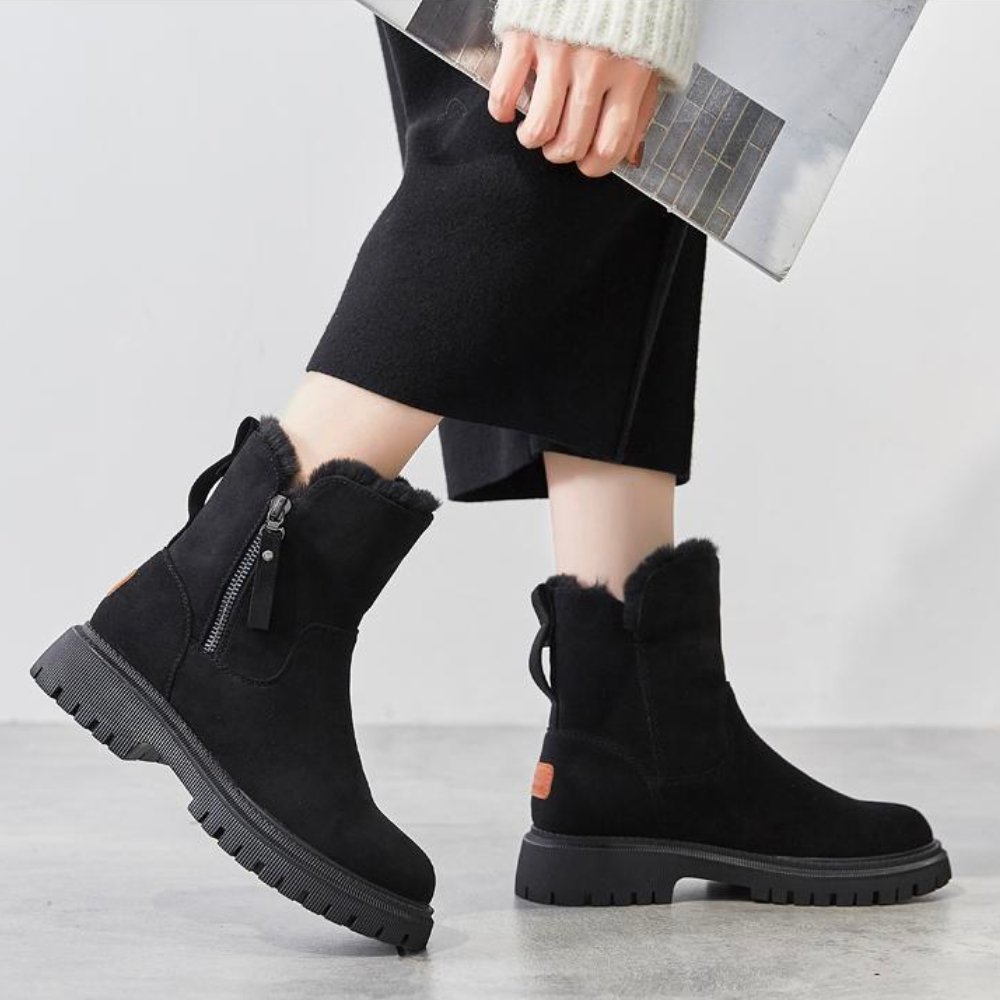 Schwarze Orthopädische warme Stiefel - ComfortEase