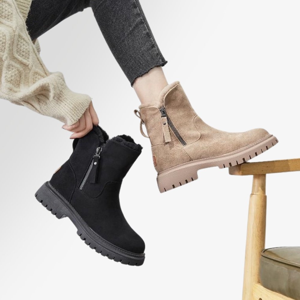 Schwarze Orthopädische warme Stiefel - ComfortEase