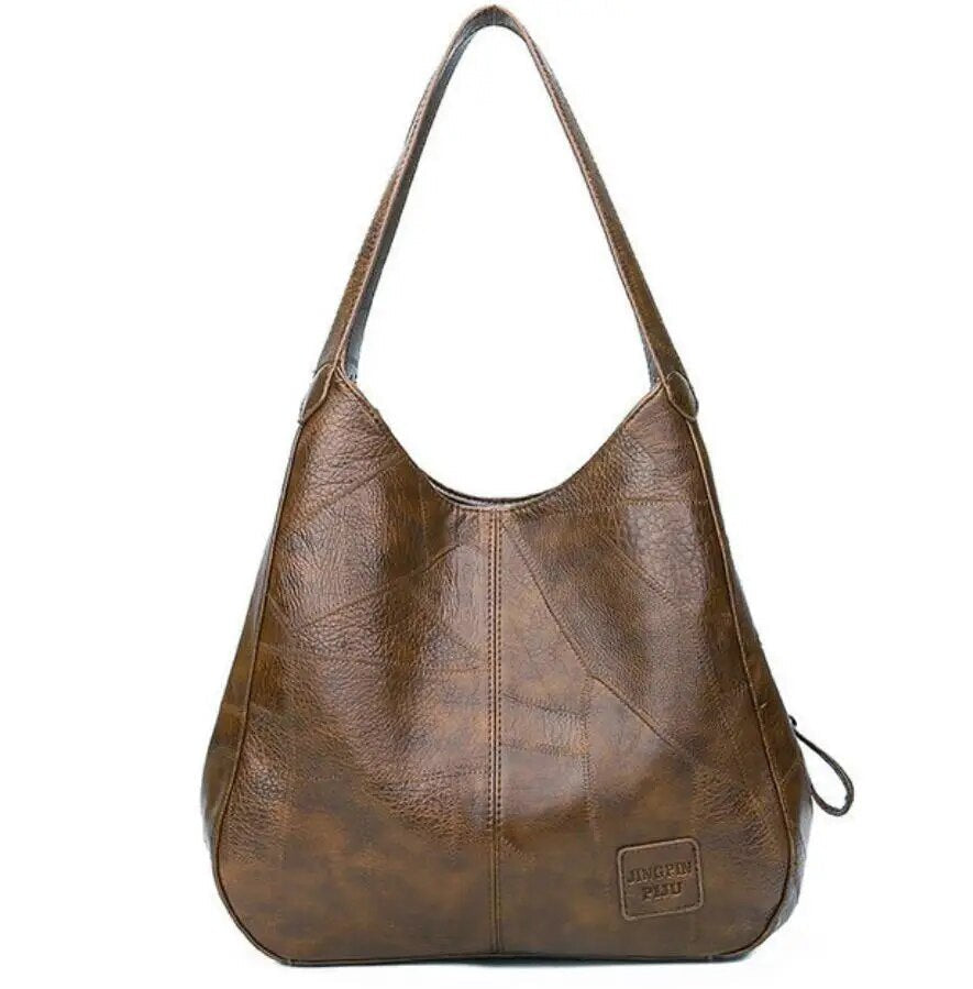 Mia - Schultertasche Braun Leder