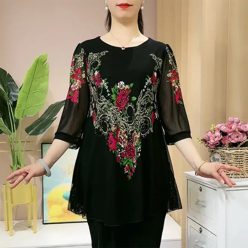 Nicole Langärmliges Blumenhemd