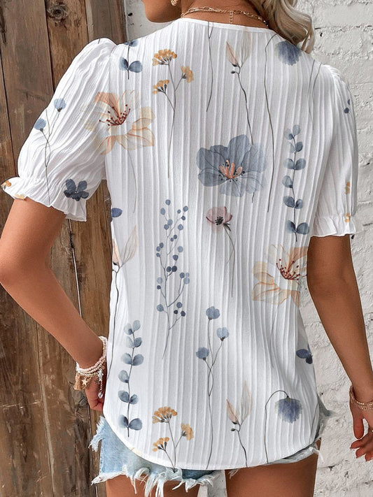 Skyla's Vielseitiges Verve V-Ausschnitt Druckoberteil