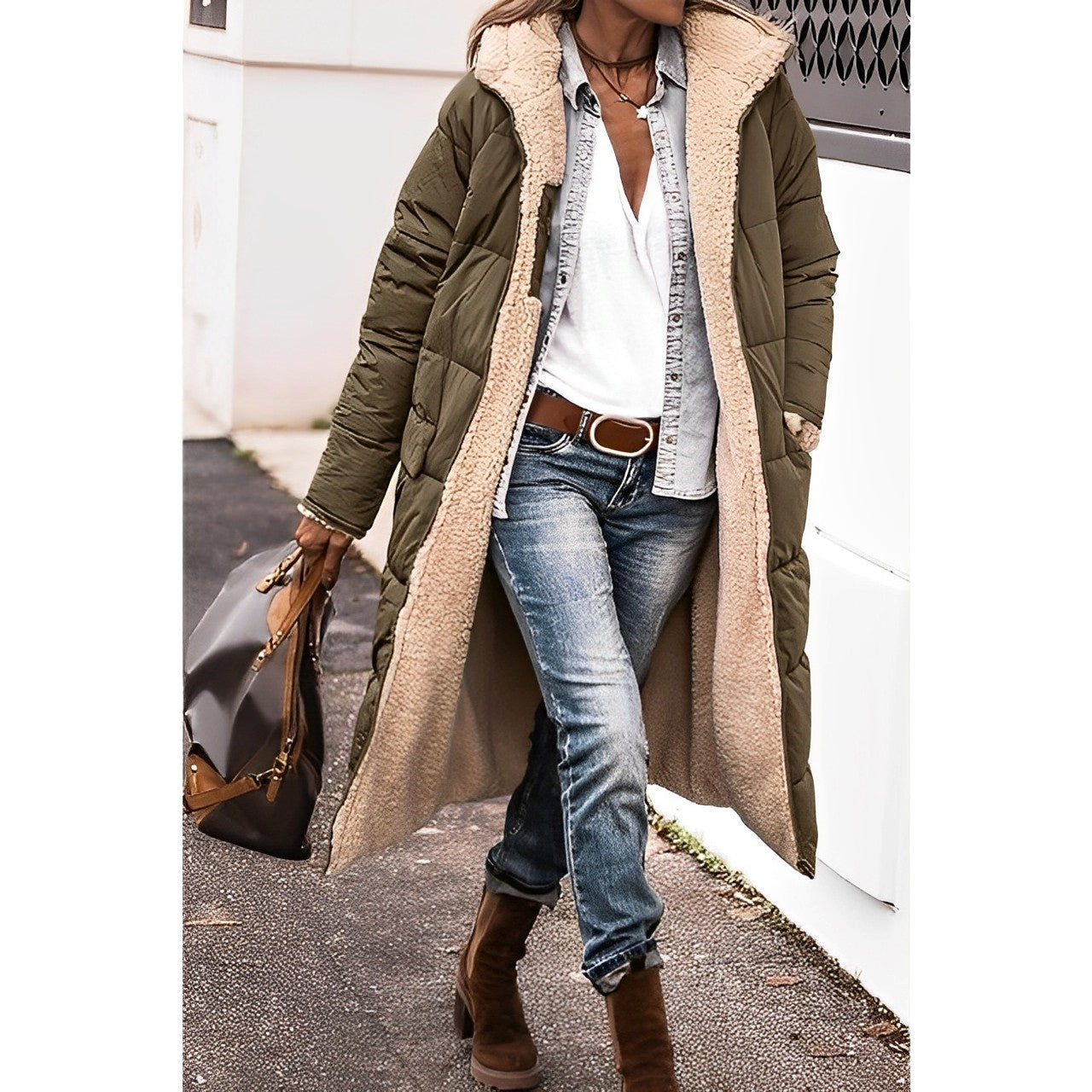 Dana Lässiger Komfort Kapuzen-Fleece-Mantel