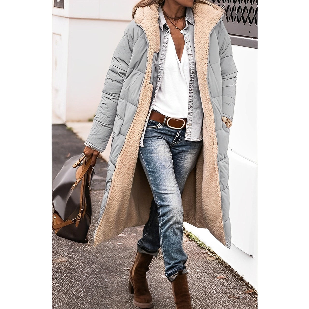 Dana Lässiger Komfort Kapuzen-Fleece-Mantel