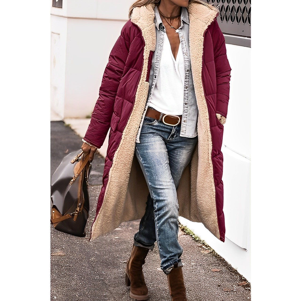 Dana Lässiger Komfort Kapuzen-Fleece-Mantel