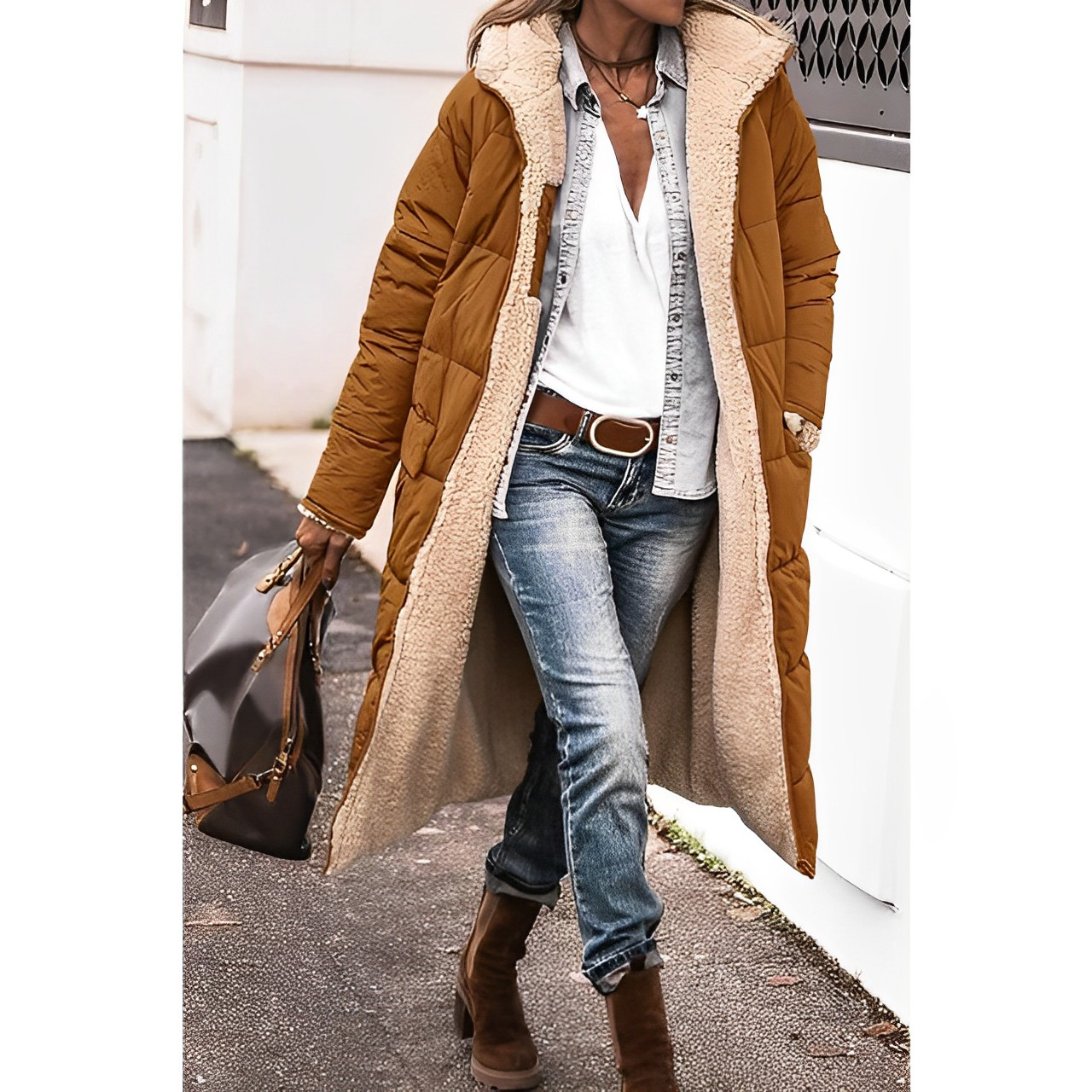 Dana Lässiger Komfort Kapuzen-Fleece-Mantel