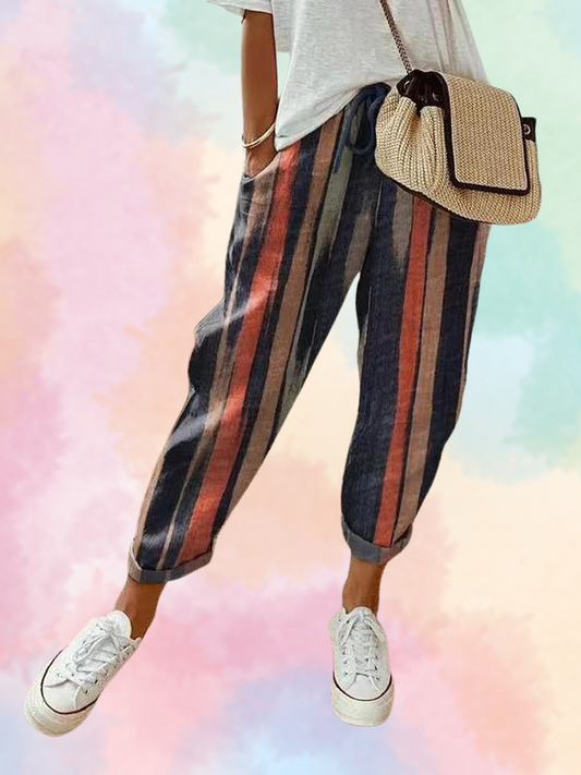 Kirsten's Luftige Streifen-Harmonie Baumwollhosen