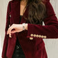 Elegante burgunder samtjacke für damen – schlankmacher-blazer