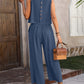Schwarzes Set mit weitem Bein - Clara