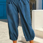 Weite blaue Hose mit Taschen und Kordelzug - Mia