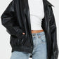 Sophia lässige lederjacke in ubergröße – moderner oversize-look