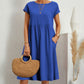 Bequemes - midi-kleid mit rundhalsausschnitt & taschen
