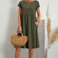 Bequemes - midi-kleid mit rundhalsausschnitt & taschen