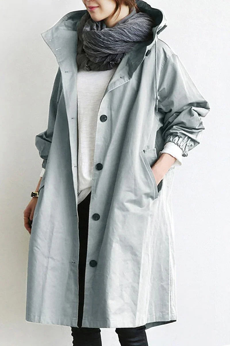 Amaya - wasserdichter trenchcoat mit kapuze für damen