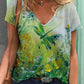 T-shirt mit v-ausschnitt malerei blumenkunst