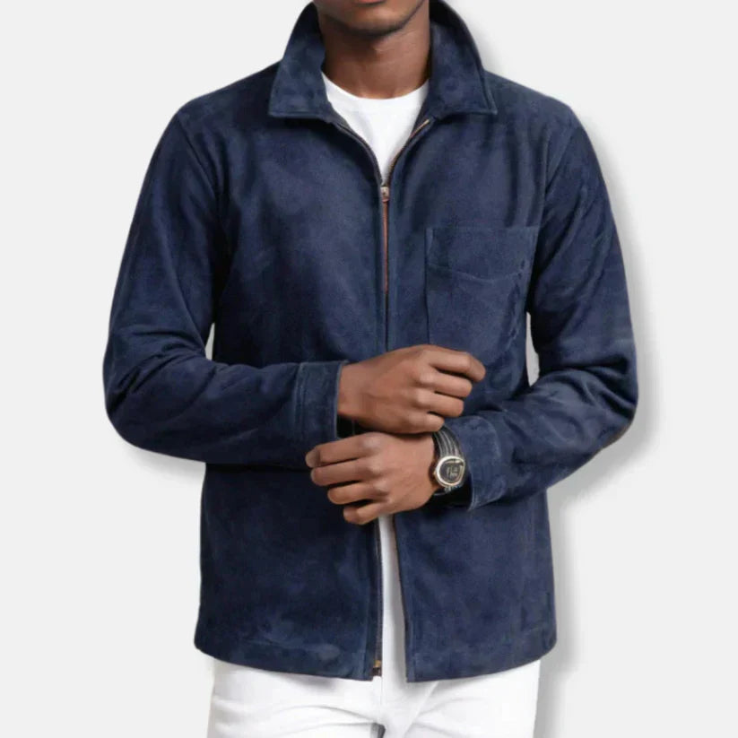 Emil – slim Fit wildlederjacke mit stehkragen und zipper