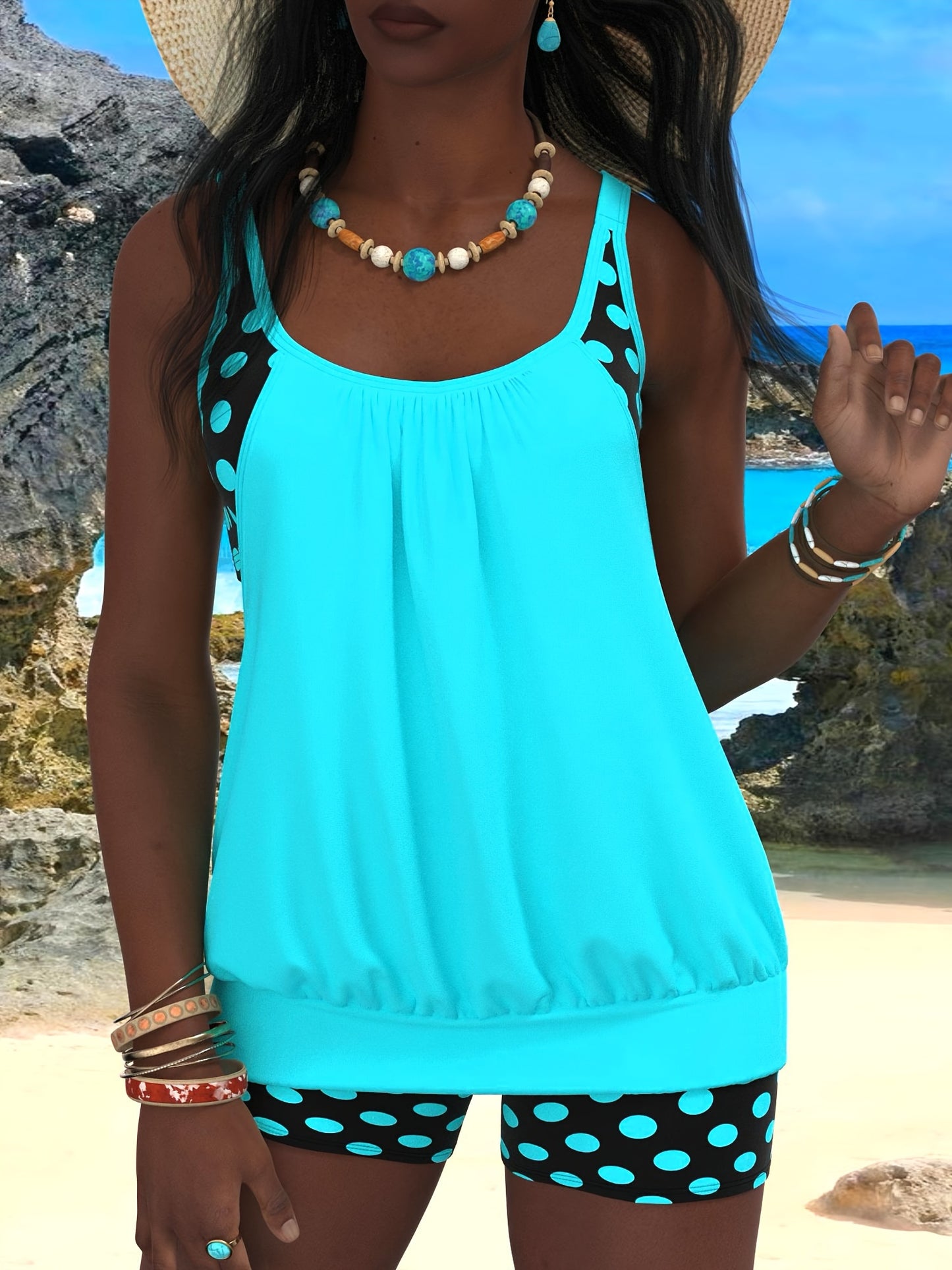 Roter Badeanzug mit Punkten - Amelie