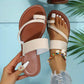 Rote Flip-Flops mit Lederriemen - Emma