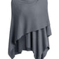 Schwarzer Poncho Pullover mit Überkreuz-Front - Eleganza