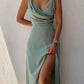 Mila - elegantes maxikleid mit reißverschluss an der seite