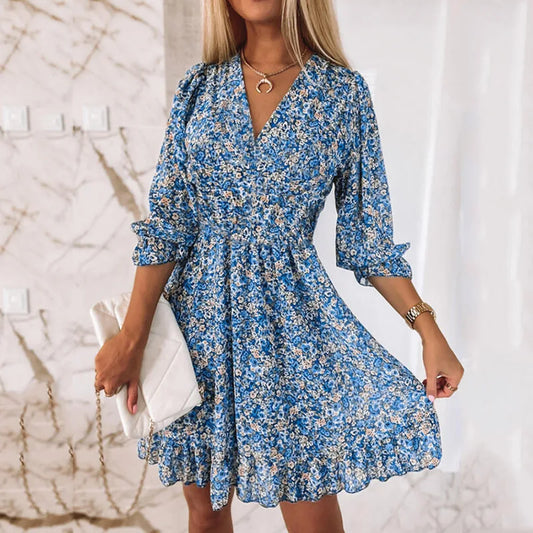 Mia - Pinkes Blumenwickelkleid