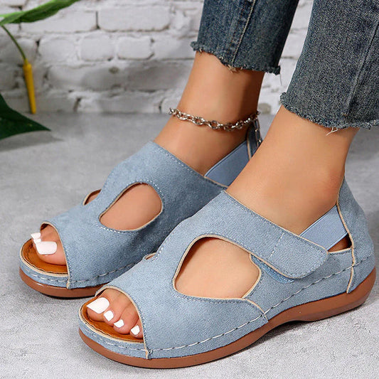 Lena - Jeansblaue Sommer Plateausandalen