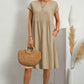Bequemes - midi-kleid mit rundhalsausschnitt & taschen