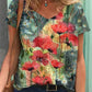 T-Shirt - mit v-ausschnitt malerei blumenkunst