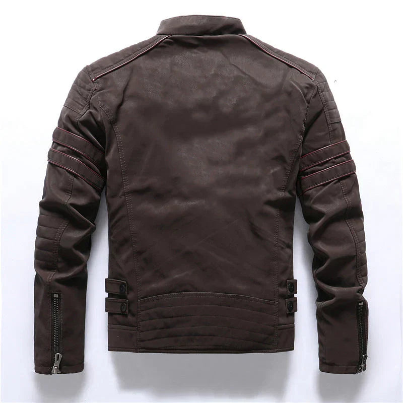 Herren-bikerjacke mit reißverschluss – auffälliges lederdesign