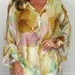 Bunte Bluse mit Aquarellmuster und Perlmuttknöpfen - Fiona