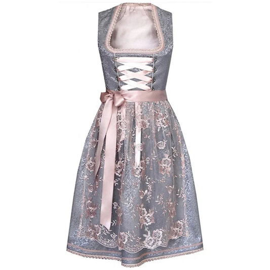 Hunter | dirndl kleid mit spitzenschürze und satinschnürung für frauen