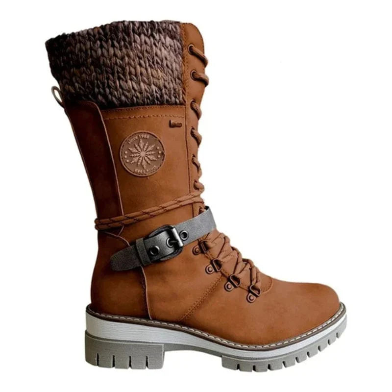 Rote Hohe Stiefel Wetterfest - Alina