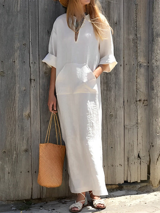 Fiona - Schwarzweißes Kaftan-Kleid