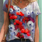 T-shirt mit v-ausschnitt malerei blumenkunst