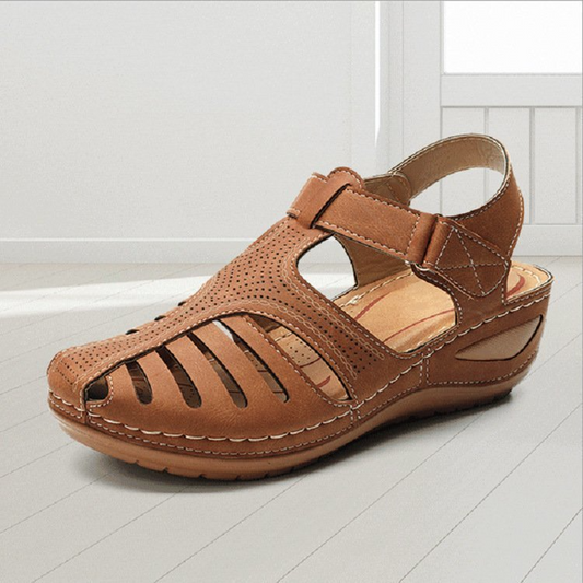 Emma - Khaki Leder Sommerkomfort-Sandalen