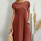 Bequemes - midi-kleid mit rundhalsausschnitt & taschen