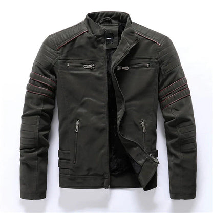 Herren-bikerjacke mit reißverschluss – auffälliges lederdesign