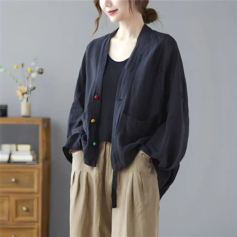 Shelia lockerer, kurzer cardigan mit taschen – damen