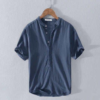 Herren Casual-Henley-T-Shirt mit Knopfleiste und Kurzarm